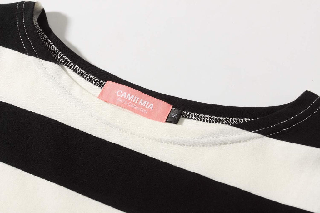 -Long-Sleeve-Shirts-For-Big-Girls-Striped T Shirt Crew Neck Cotton Lightweight Causal