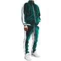 Men'S Two Piece Sweatsuits Striped Soft Golden Velvet Tracksuit for Men Casual Long Sleeve Zip up Jacket Sport Jogger Sweatpant Set Lightweight Outfit Set Green M