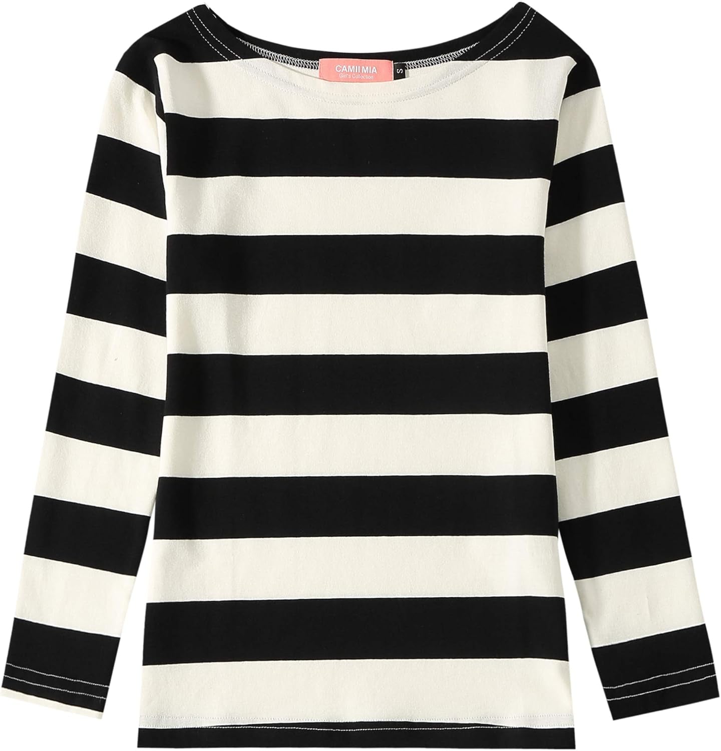 -Long-Sleeve-Shirts-For-Big-Girls-Striped T Shirt Crew Neck Cotton Lightweight Causal