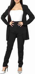 Pant Suits for Women - Elegant Two Piece Outfits Long Sleeve Blazer + Skinny Pants Sets Black